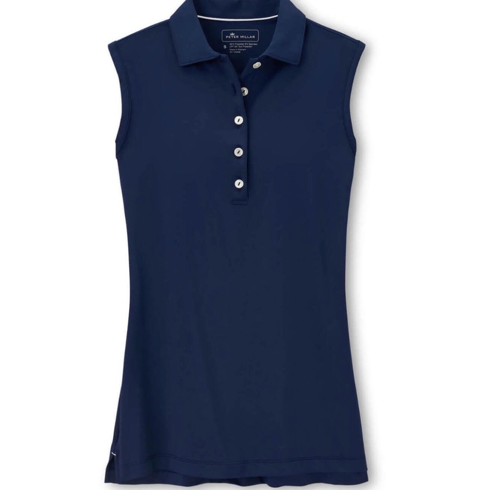 Peter Millar Women's Navy Perfect Fit Sleeveless Performance Polo SKU: LE0EK02S